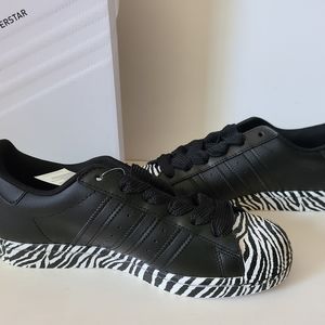 adidas | Shoes | Adidas Superstar Black Zebra Print Sneakers 75 | Poshmark